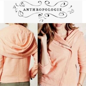 ANTHROPOLOGIE JACKET SATURDAY SUNDAY moto hoodie peach French Terry JACKET small